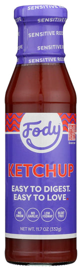 Fody ketchup front packaging shows clean label and low-FODMAP benefit