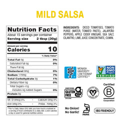 Fody mild salsa open jar texture showing diced tomatoes and mild heat, appetizing
