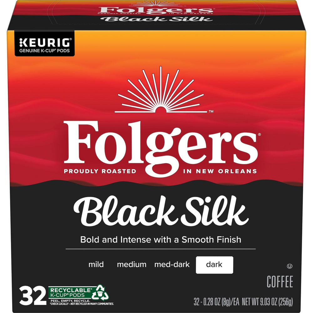 Folgers Black Silk front box showing packaging and count for quick identification and stocking