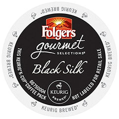 Folgers Black Silk front packaging showing dark roast and smooth flavor benefits