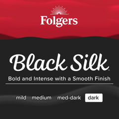 Close-up of a Folgers Black Silk K-Cup pod showing pod detail and brewing convenience