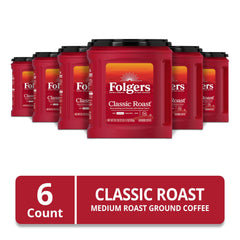 Folgers closeup label displaying roast details and easy identification benefit