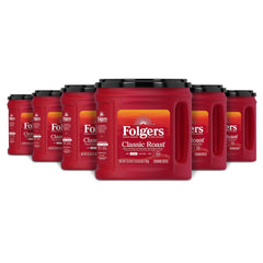 Folgers Classic Roast front packaging showing brand and canister benefits