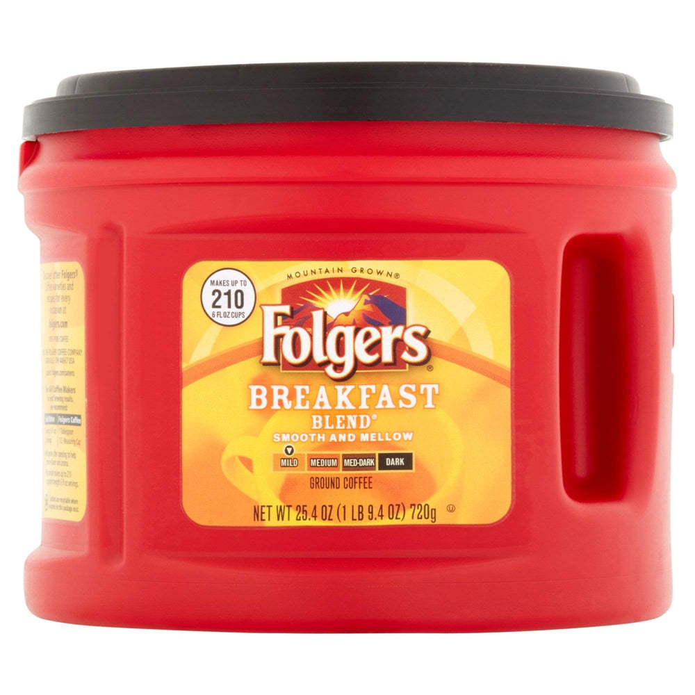Folgers bag front view showing label and size for reliable bold flavor