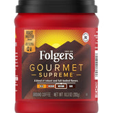 Folgers canister front view showing label and AromaSeal preserving freshness