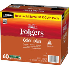 Folgers coffee poured from pod into cup showing medium-roast color and aroma