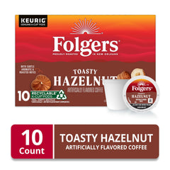 Folgers K-Cup pod top view with seal for freshness and easy brewing