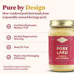 FOND spoon scooping creamy leaf lard, showing smooth texture for easy baking