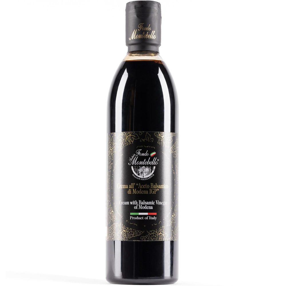 FONDO MONTEBELLO front bottle image showing elegant pack and benefit of authentic Italian glaze