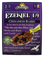 Food for Life front packaging Ezekiel Cinnamon Raisin showing organic label and size
