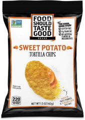 Food Should Taste Good front packaging showing bag and branding benefits