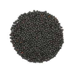 Food to Live close-up of black lentil texture highlighting firm whole grains