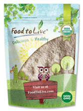 Food to Live front pack showing organic barley flour and clear labeling benefit