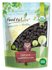 Food to Live front packaging of 2 lb organic black mulberries showing bulk value