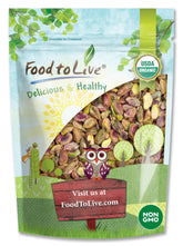Food to Live front packaging showing 8 oz raw pistachio bag and convenience