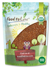 Food to Live front package of organic teff showing label and weight benefits