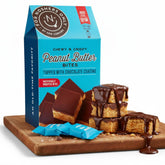 For Noshers Only front box showing vegan chocolate peanut bites for convenience