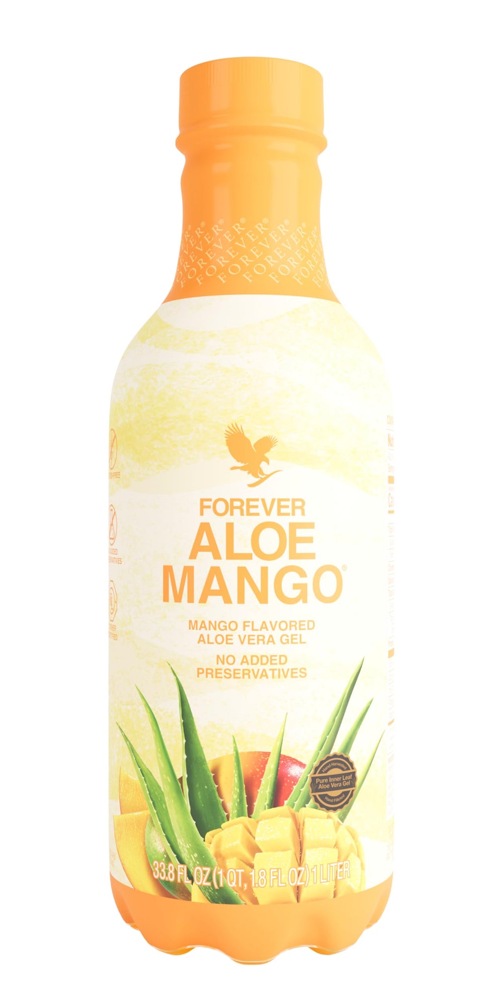 Forever Living Products front packaging showing 1 liter aloe mango for easy identification and appeal