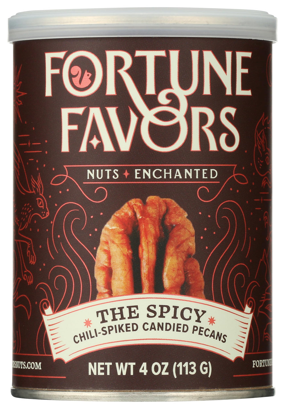 Fortune Favors front packaging showing spicy sweet-salty snack benefit