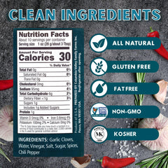 Open Foster's jar with whole pickled garlic cloves ready to serve, offers convenient snacking
