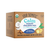 Four Sigmatic front packaging showing chai latte sticks and branding for easy identification and convenience