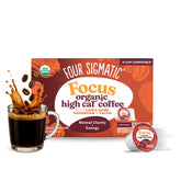 Four Sigmatic front packaging showing 10 K-Cups and benefits