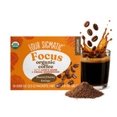 Four Sigmatic front packaging showing 10 packets and nutritional callouts for convenience