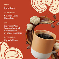 Four Sigmatic ground coffee texture and pod interior showing smooth dark roast benefit