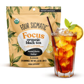 Four Sigmatic front packaging of Think Organic Black Tea showcasing label and servings for convenient clarity
