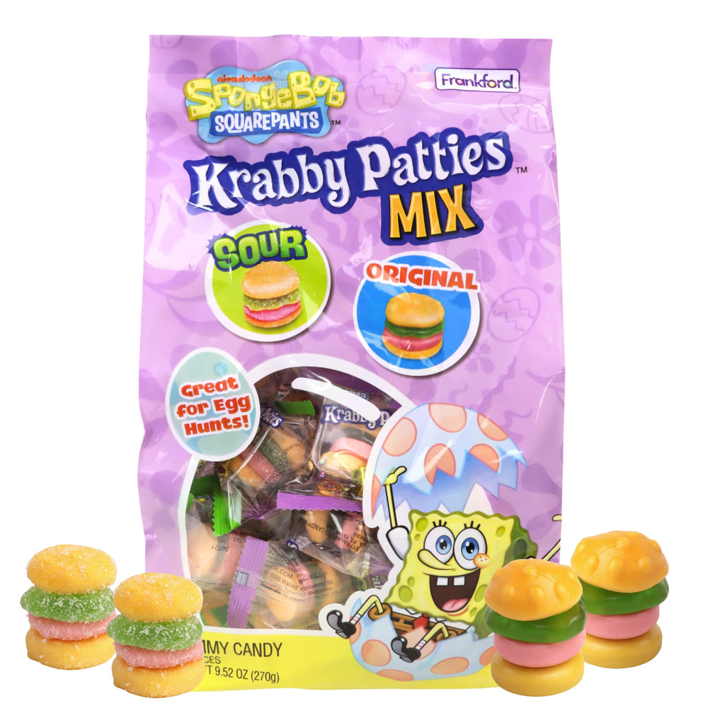 Frankford SpongeBob front packaging shows colorful Krabby Patties and brand appeal