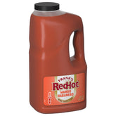 Frank's RedHot front packaging showing half‑gallon jug and brand recognition benefit