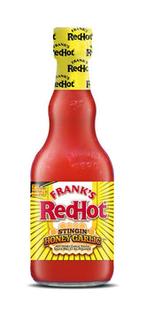 Frank's RedHot front bottle view showing recognizable label and easy-pour neck