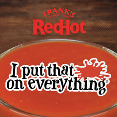 Frank's RedHot label detail highlighting ingredients and kosher mark