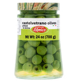FRATELLI D'AMICO jar front label showing authentic Sicilian olives and quality