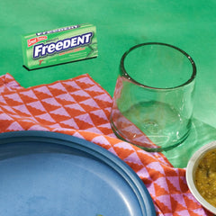 Individually wrapped Freedent stick highlighting hygiene and portability
