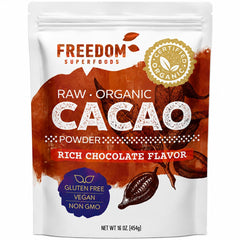 Freedom Superfoods front package showing 1 lb pouch and branding benefit freshness