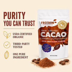 Freedom Superfoods powder in spoon ready to measure with convenience benefit