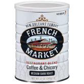 FRENCH MARKET front can showing Restaurant Blend label and bold packaging benefit