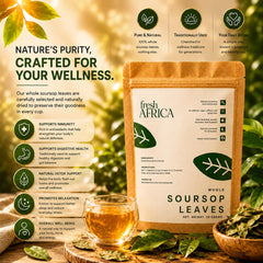 Fresh Africa close-up of whole soursop leaves highlighting natural texture and quality
