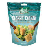Fresh Gourmet front packaging showing Classic Caesar 5 oz bag with clear resealable feature for convenience