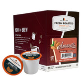Fresh Roasted Coffee front packaging showing 24-count Amaretto K-Cup pods and convenience