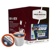 Fresh Roasted Coffee front packaging showing blueberry crisp flavor and 24-count convenience