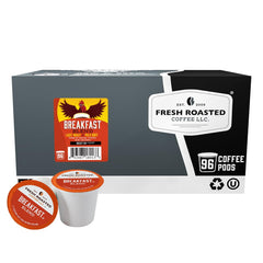 Fresh Roasted Coffee front box view showing branding and 96-count benefit