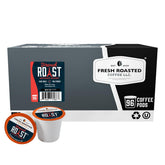 Fresh Roasted Coffee front packaging showing 96-count and dark roast benefits
