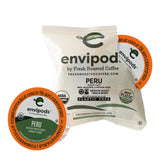 Fresh Roasted Coffee front packaging showing Peru Half-Caf benefits
