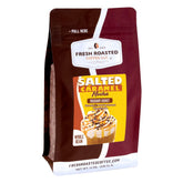 Fresh Roasted Coffee front packaging showing salted caramel mocha benefit aroma