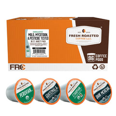 Fresh Roasted Coffee front packaging showing variety pack and organic badge