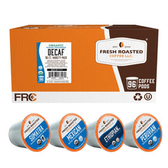 Fresh Roasted Coffee front packaging showing organic variety pack benefits