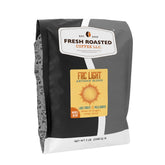 Fresh Roasted Coffee front packaging showing 5 lb bag and clear branding benefit of bulk freshness