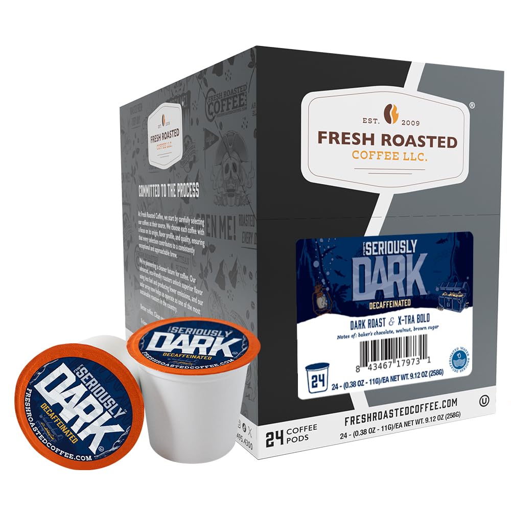 Fresh Roasted Coffee front packaging showing 24-count pods and bold branding benefit convenience